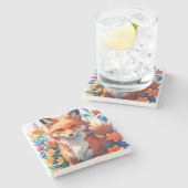 Blume Fox Steinuntersetzer (Seitenansicht)