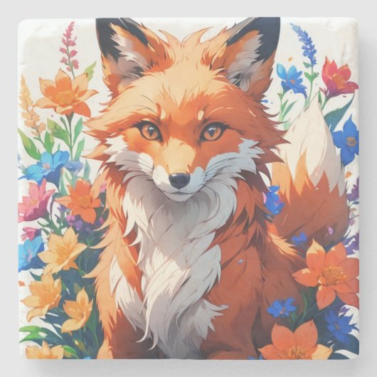 Blume Fox Steinuntersetzer (Vorderseite)