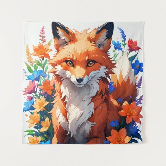 Blume Fox Wandteppich (Vorderseite)