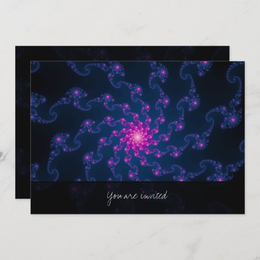 Blume Fraktal Kunst Einladung (Vorne/Hinten)