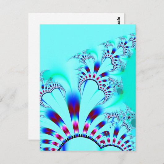 Blume · Fraktal-Kunst · Türkis Postkarte (Vorne/Hinten)