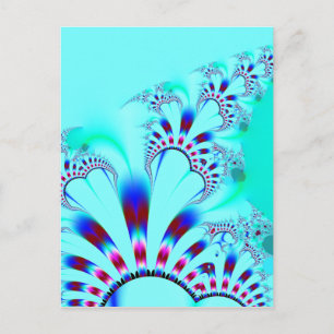 Blume · Fraktal-Kunst · Türkis Postkarte