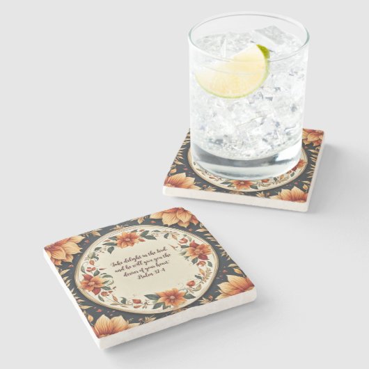 Blume Frame Anpassbare Verse Steinuntersetzer (Seitenansicht)