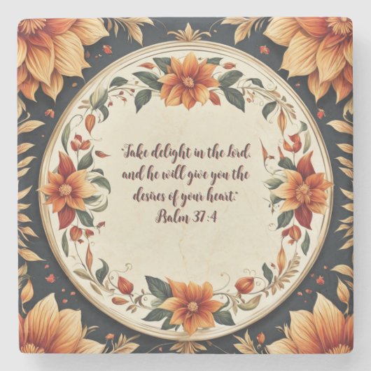 Blume Frame Anpassbare Verse Steinuntersetzer (Vorderseite)