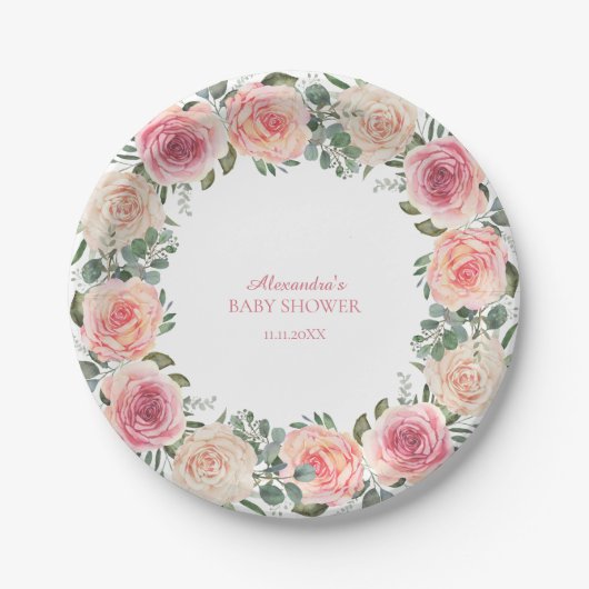 Blume Frame Baby Dusche Pappteller (Vorderseite)