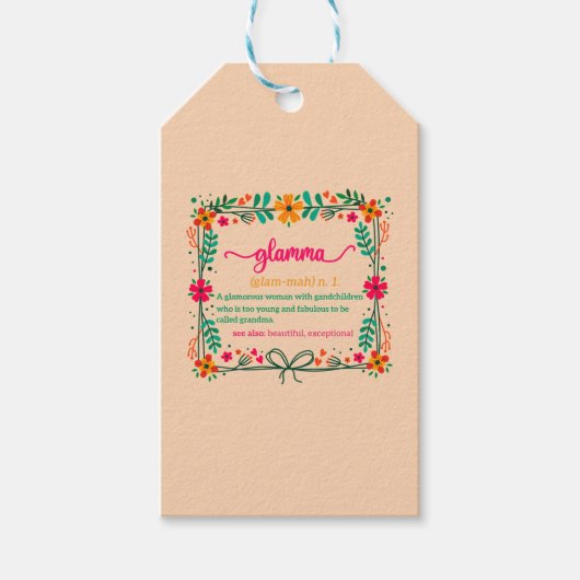 Blume Frame Glamma Oma Großmutter Definition Geschenkanhänger (Vorderseite)