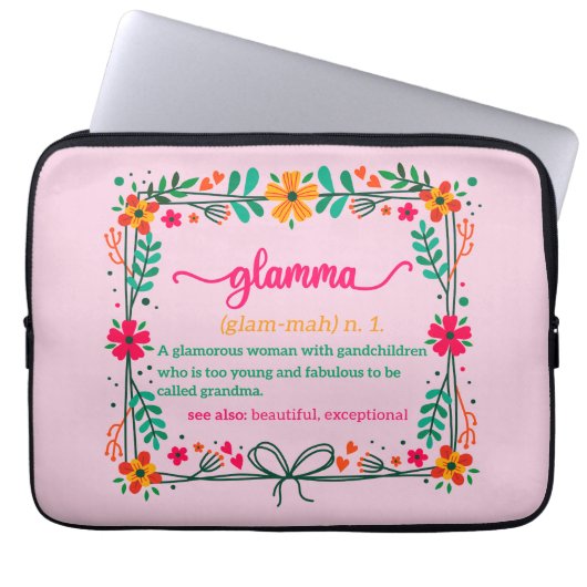 Blume Frame Glamma Oma Großmutter Definition Laptopschutzhülle (Vorderseite)