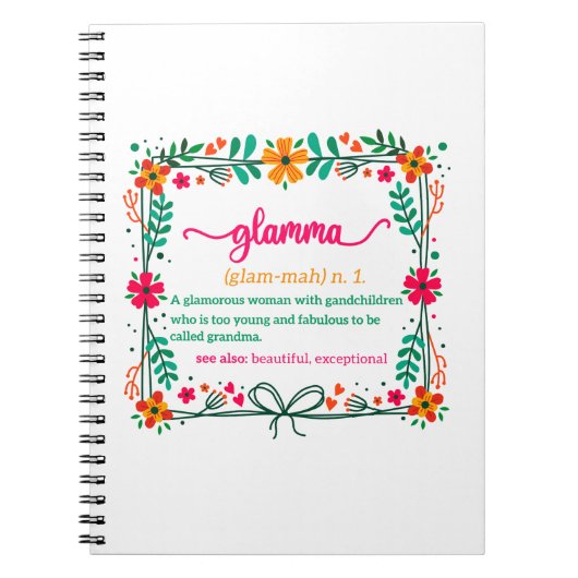 Blume Frame Glamma Oma Großmutter Definition Notizblock (Vorderseite)