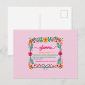 Blume Frame Glamma Oma Großmutter Definition Postkarte (Vorne/Hinten)