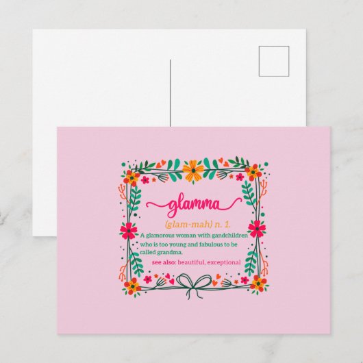 Blume Frame Glamma Oma Großmutter Definition Postkarte (Vorne/Hinten)