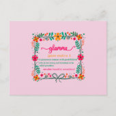 Blume Frame Glamma Oma Großmutter Definition Postkarte (Vorderseite)