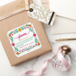 Blume Frame Glamma Oma Großmutter Definition Quadratischer Aufkleber