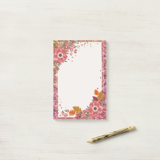 Blume Frame Post it Notes Post-it Klebezettel (Auf Schreibtisch)