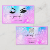 Blume Frame QR Code Benutzerdefiniertes Logo Lash  Visitenkarte (Vorne/Hinten)