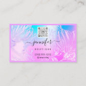 Blume Frame QR Code Benutzerdefiniertes Logo Lash  Visitenkarte (Rückseite)