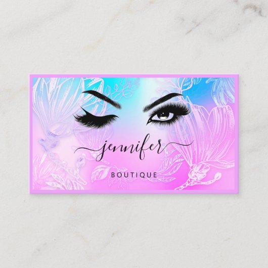 Blume Frame QR Code Benutzerdefiniertes Logo Lash  Visitenkarte (Vorderseite)
