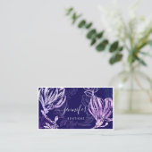 Blume Frame QR Code Benutzerdefiniertes Logo Lila  Visitenkarte (Stehend Vorderseite)