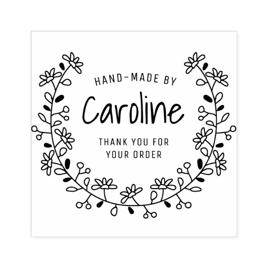 Blume-Frame-Skript handgefertigt Gummistempel (Prägung)