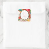 Blume FrameSquare Sticker im Retro-Stil (Tasche)
