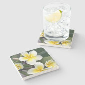 Blume Frangipani Steinuntersetzer (Seitenansicht)