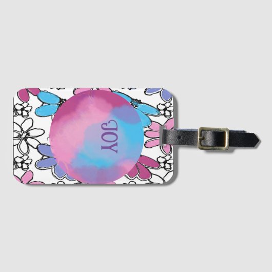 Blume, Freude, Spaß Grafik Gepäckanhänger (Vorderseite (Horizontal))