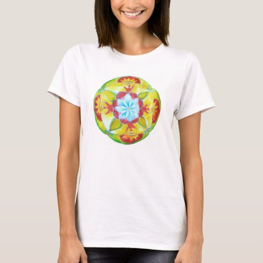 Blume, Friedensmandala Art T-Shirt (Vorderseite)