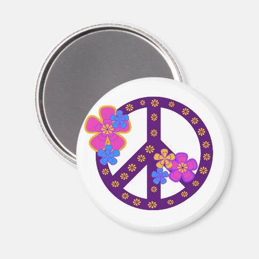 Blume Friedenssymbol Magnet (Vorderseite/Rückseite)