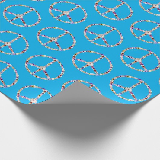 Blume Friedenszeichen auf Aqua Geschenkpapier (Ecke)