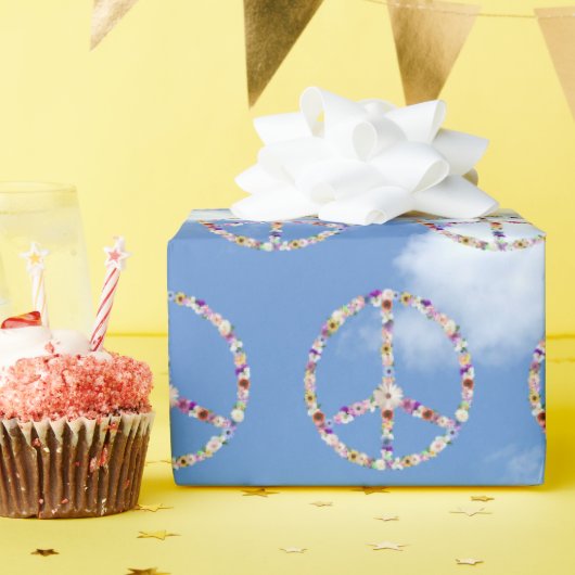 Blume - Friedenszeichen auf dem Luftraum Geschenkpapier (Geburtstagsparty)