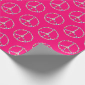 Blume Friedenszeichen auf Rosa Geschenkpapier (Ecke)