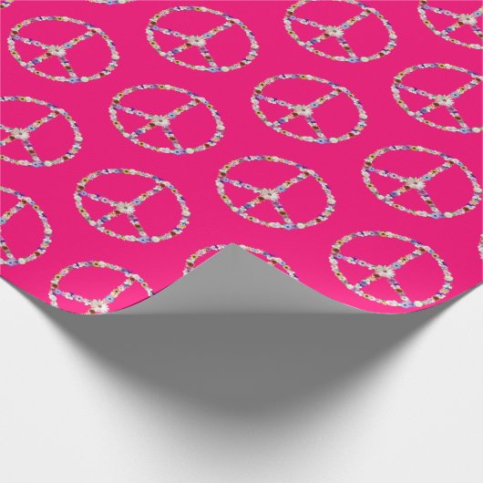Blume Friedenszeichen auf Rosa Geschenkpapier (Ecke)