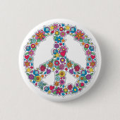 Blume Friedenszeichen Button (Vorderseite)