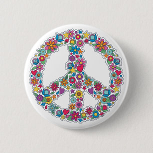 Blume Friedenszeichen Button