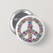 Blume Friedenszeichen Button (Vorne & Hinten)