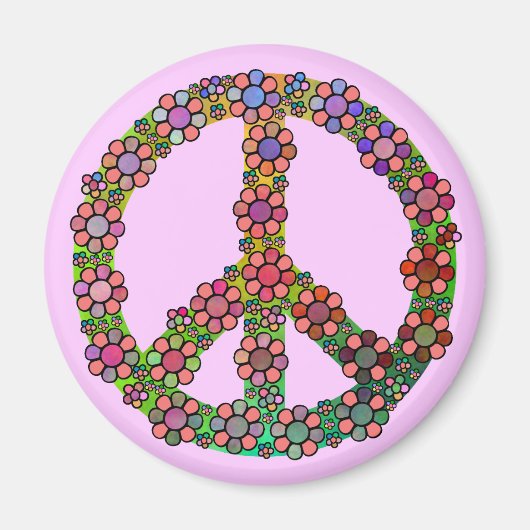 Blume Friedenszeichen Hübsches Blumensymbol Magnet (Vorne)