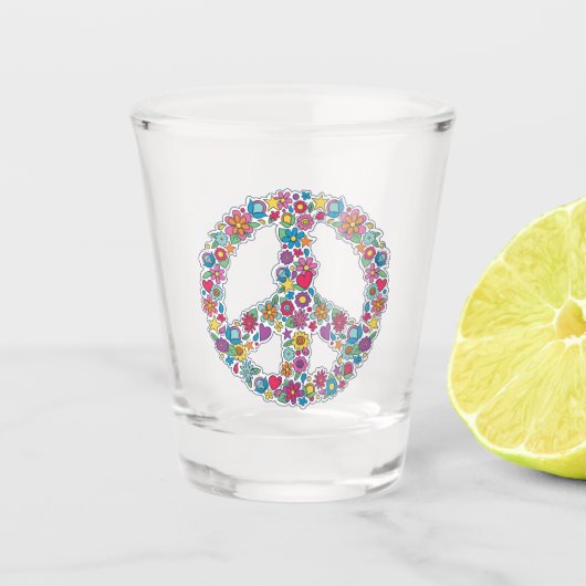 Blume Friedenszeichen Schnapsglas (Vorderseite)