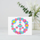 Blume Friedenszeichen w Faces Postkarte (Stehend Vorderseite)