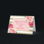 Blume Friends und ihr Geburtstag Karte<br><div class="desc">Glückliche Hochzeitskarte für Freundin und ihren Ehemann mit hübschen rosa Aquarellfarben-Blume,  goldenen Streifen und einem herzlichen Vers.</div>