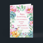 Blume Friends und ihr Geburtstag Karte<br><div class="desc">Glückliche Hochzeitskarte für Freundin und ihren Ehemann mit hübschen Frühlingsblumen und Vögeln und Herzenslust.</div>