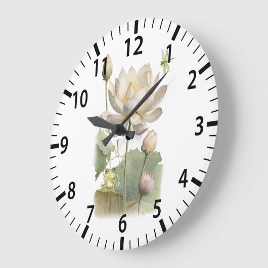 Blume, Frosch und Libelle Große Wanduhr (Winkel)