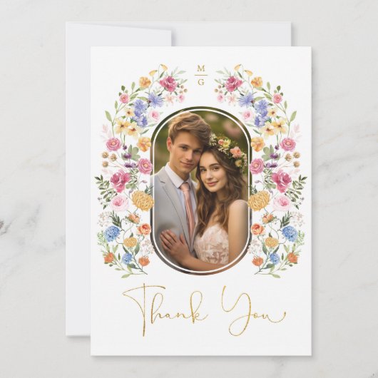 Blume Frühjahrsgarten Hochzeiten Foto Dankeskarte (Vorderseite)