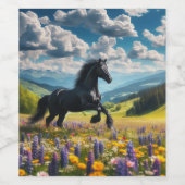 Blume/Frühjahrspferd/Hengst Weinetikett (Einzelnes Label)