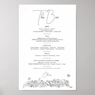 Blume Frühling Kunst Hochzeit Drinks Bar Menü Poster