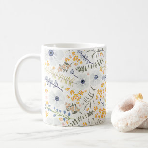 Blume Frühling Moderne Blumenmuster Blau Gelb Kaffeetasse