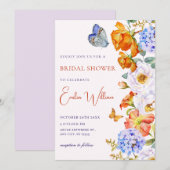 Blume-Frühlingsgarten Schmetterling Brautparty Einladung (Vorne/Hinten)