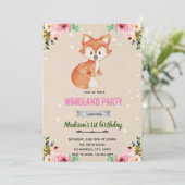 Blume Fuchs Wald einladen Einladung (Stehend Vorderseite)