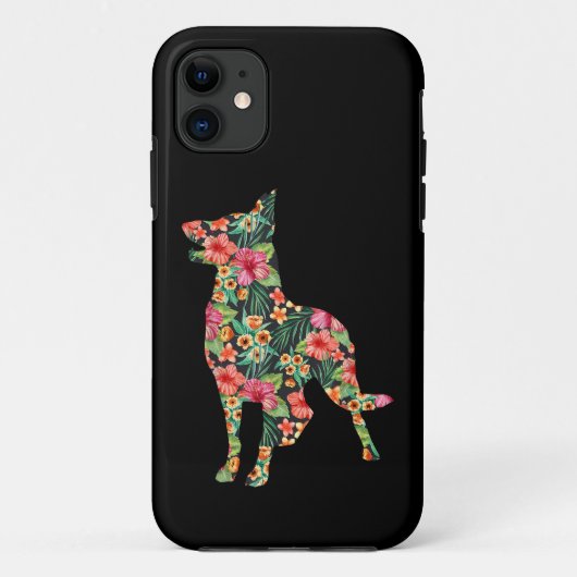 Blume Funny Dog Silhouette Floral Case-Mate iPhone Hülle (Rückseite)