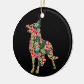 Blume Funny Dog Silhouette Floral Keramik Ornament (Links)