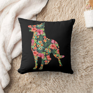 Blume Funny Dog Silhouette Floral Kissen