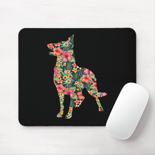 Blume Funny Dog Silhouette Floral Mousepad (Mit Mouse)